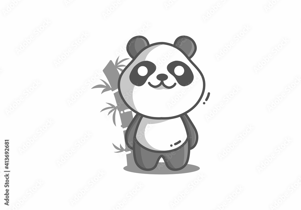 Naklejka premium Cute white grey panda illustration