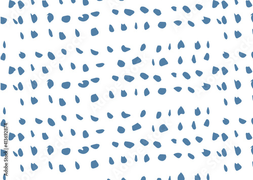 Abstract illustration of blue paint brush strokes in seamless pattern against white background