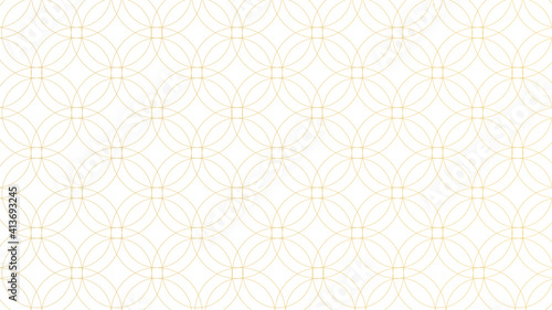Multiple geometric yellow circles in rows on white background
