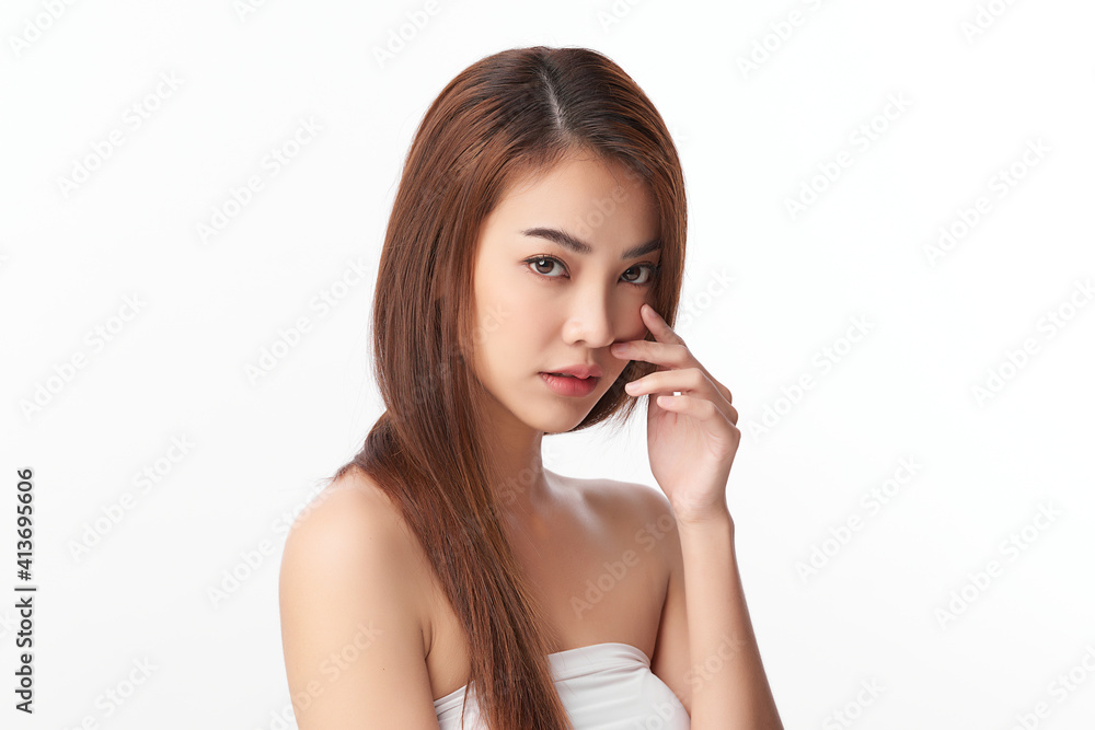 Beautiful young asian woman with clean fresh skin on white background, Face care, Facial treatment, Cosmetology, beauty and spa, Asian women portrait Beautiful young asian woman with clean fresh skin on white background, Face care, Facial treatment, Cosmetology, beauty and spa, Asian women portrait