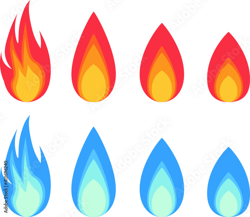 This is an illustration of a strong and weak flame icon.