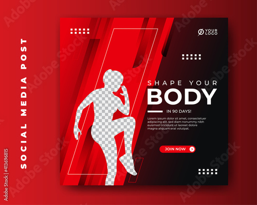 Fitness concept social media post banner template