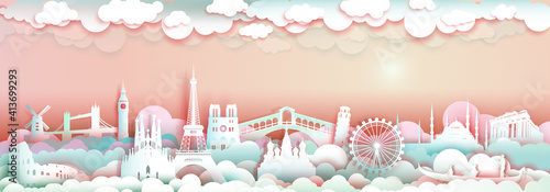 Travel Europe famous landmarks by gondora boat.