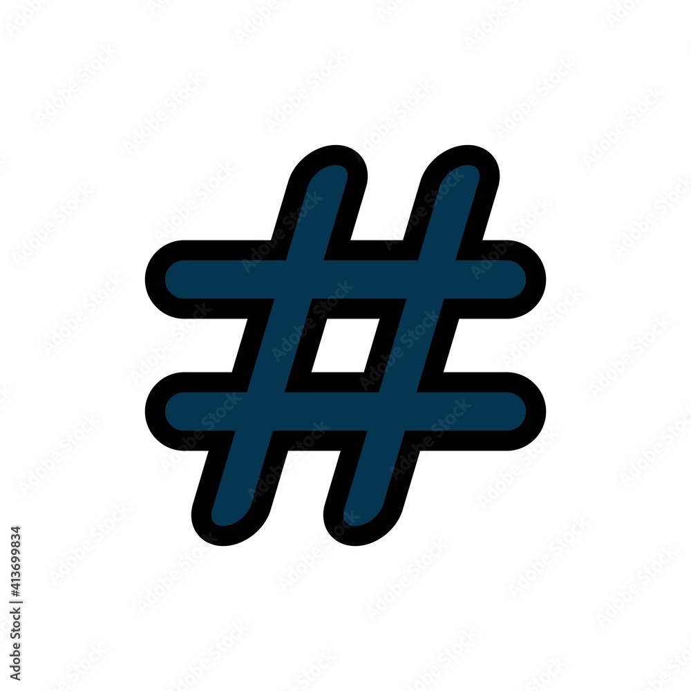 Obraz premium Hash Tag Flat Icon Vector Logo Template Illustration