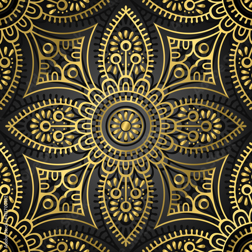 abstract light gold and black luxury ornament texture and dark carbon black on dark.