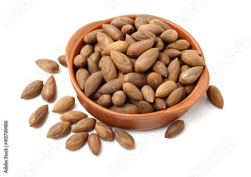 Torreya grandis seeds nut on white background photo