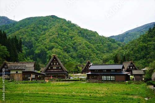 Traditional thatched roof house in Gokayama village, world heritage in Japan - 五箇山の合掌造り集落 富山県 日本