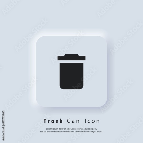 Trash can icon. Delete button. Rubbish basket. Vector EPS 10. UI icon. Neumorphic UI UX white user interface web button. Neumorphism