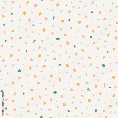 Pastel terrazzo texture seamless vector pattern. Neutral absctract background.