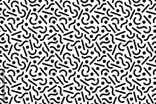 Seamless 1980's Black & White Memphis Style Pattern