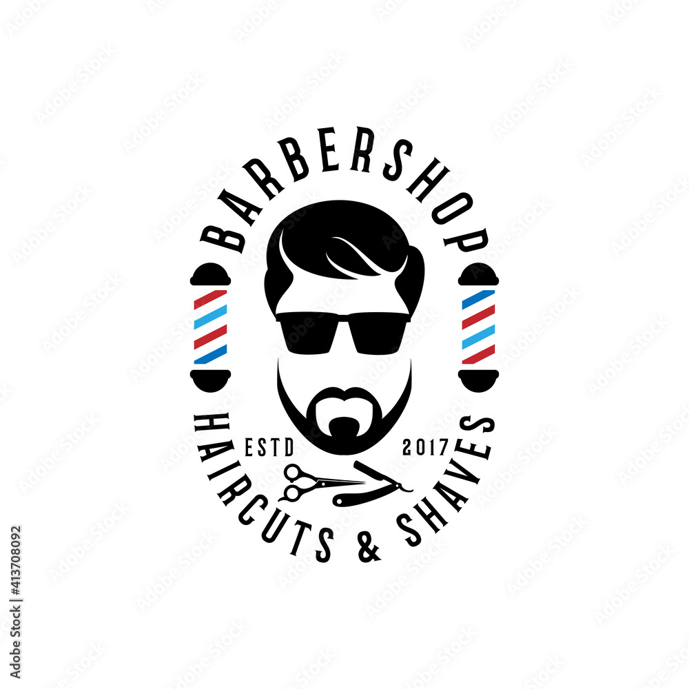 barbershop logo design,haircuts and hairdressing modern vector template