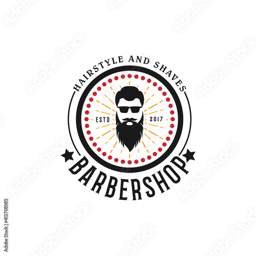 vintage barbershop logo for hairdressing salon vector template
