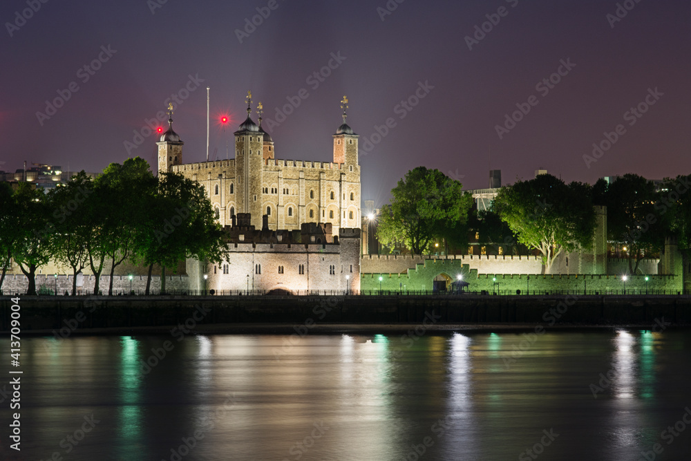 Tower of London by river at night Tower of London by river at night