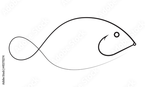 Vector fish and fishing hook