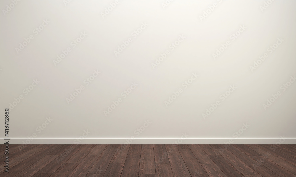 Empty room with wooden floor and white wall for artwork or add message - 3d rendering Empty room with wooden floor and white wall for artwork or add message - 3d rendering