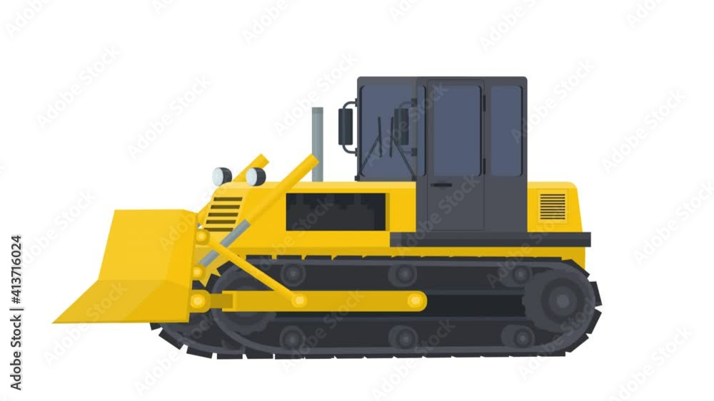Bulldozer. Crawler tractor animation, alpha channel enabled. Cartoon Bulldozer. Crawler tractor animation, alpha channel enabled. Cartoon