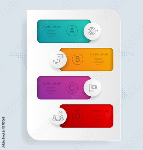 abstract vertical infographics 4 steps for business and presentation