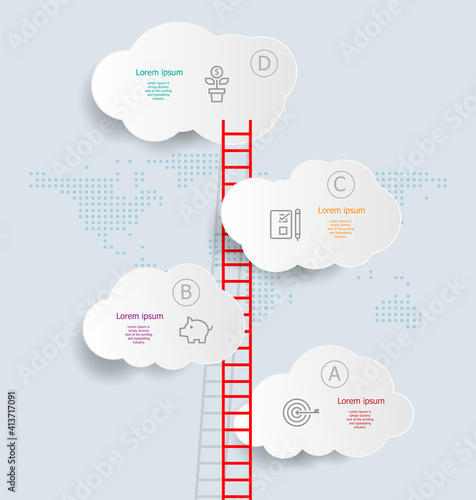 abstract vertical cloud infographics 4 steps for business and presentation