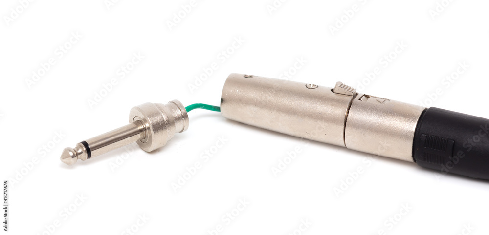 Broken jack from microphone jack on a white background. Broken jack from microphone jack on a white background.