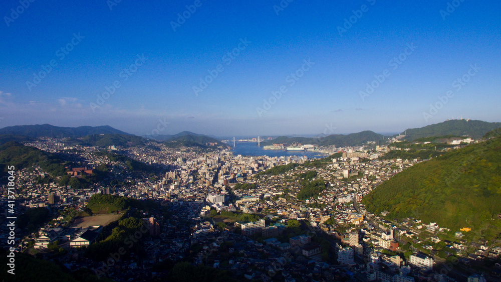 Panoramic view of Nagasaki City taken from aerial photography_05 Panoramic view of Nagasaki City taken from aerial photography_05