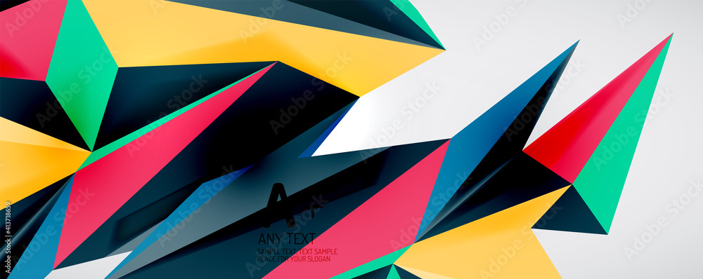 Vector triangle geometric backgrounds. Low poly 3d shape on light backdrop. Vector illustration for covers, banners, flyers and posters and other designs Vector triangle geometric backgrounds. Low poly 3d shape on light backdrop. Vector illustration for covers, banners, flyers and posters and other designs