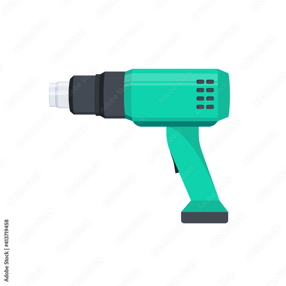 hot air gun vector design. with a green color which is commonly used as a screen printing ink dryer. white background hot air gun vector design. with a green color which is commonly used as a screen printing ink dryer. white background
