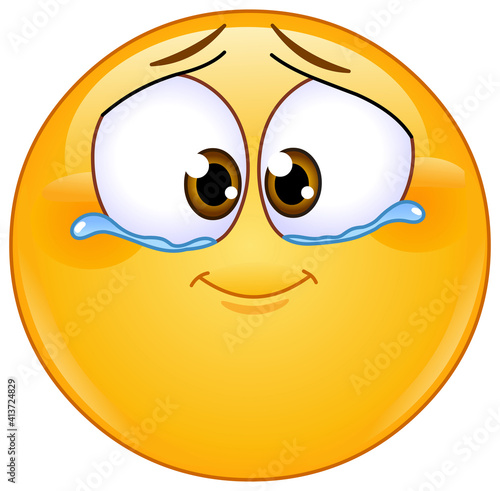 Cute emotional emoji emoticon with tears of joy