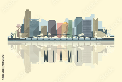 Skyline of Miami city in USA.