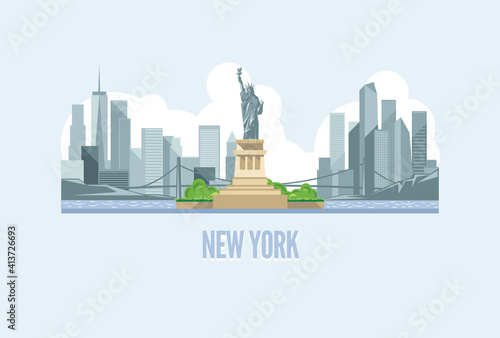 Skyline of New York City in USA.