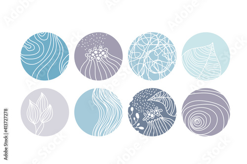 Highlight cover set, abstract floral botanical icons for social media. Vector illustration © Олеся Волкова