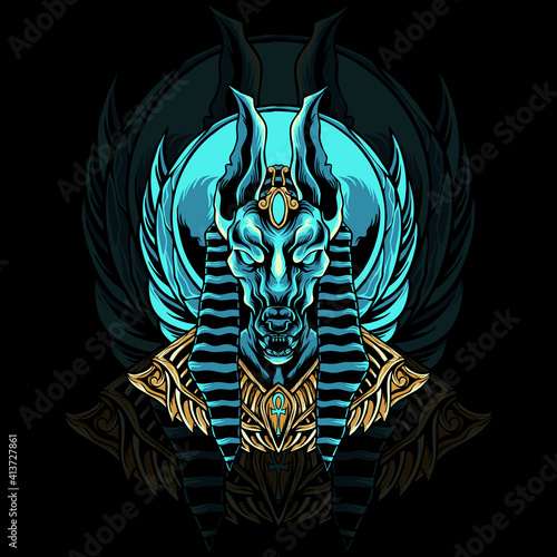Anubios egypt head illustration