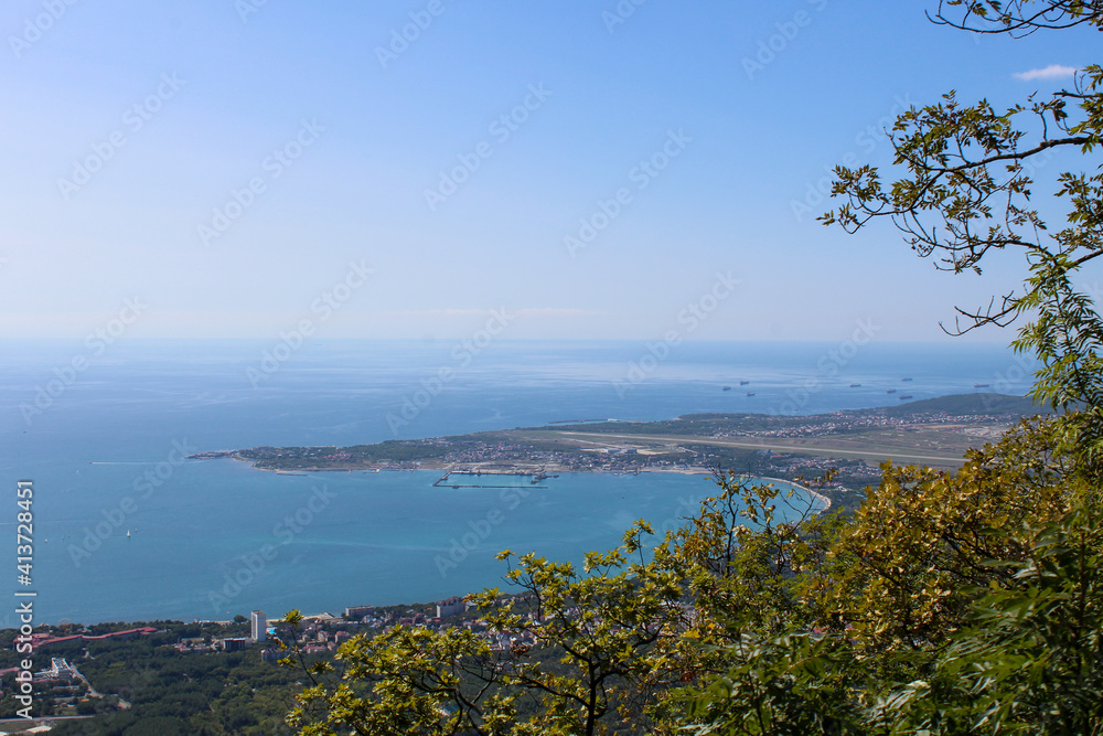 View of the sea bay from the mountain