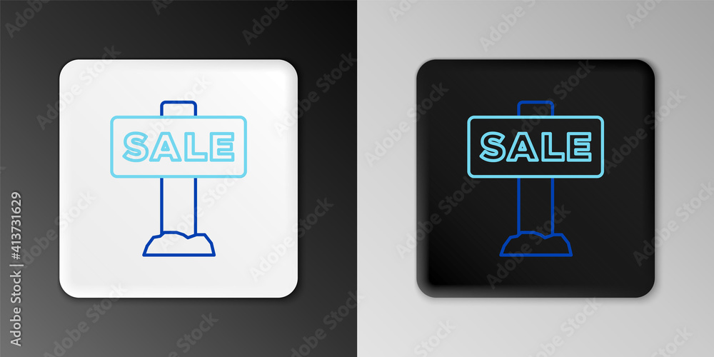 Line Hanging sign with text Sale icon isolated on grey background. Signboard with text Sale. Colorful outline concept. Vector.
