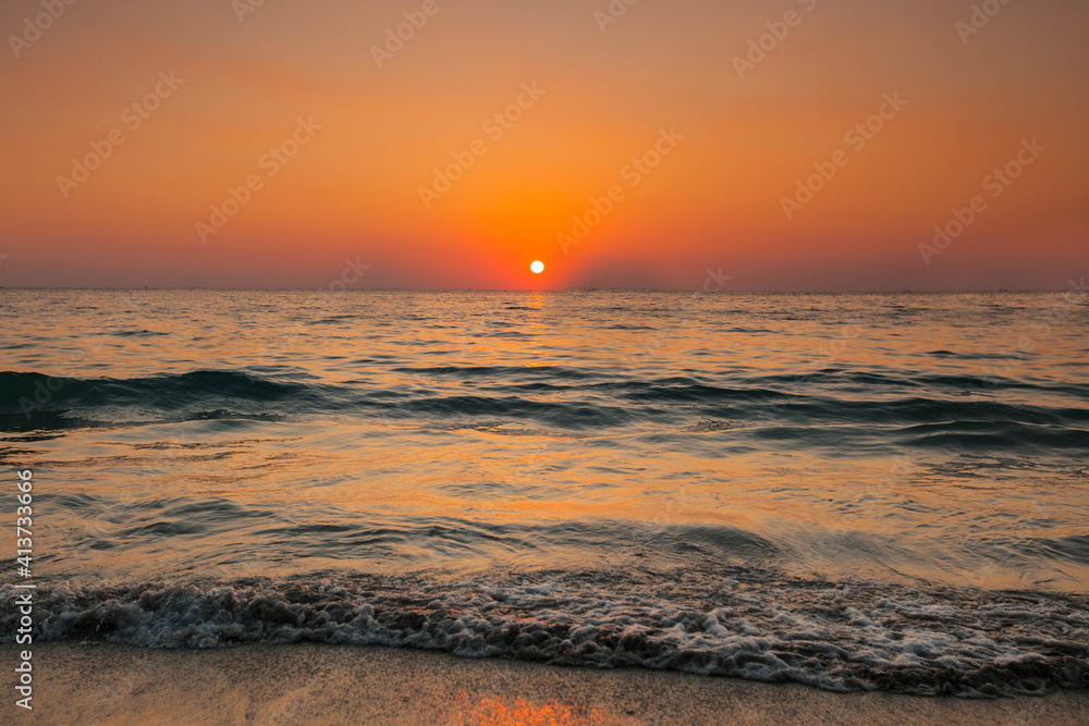 Beach and sea sunset