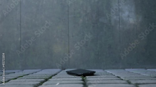 Smartphones cellphone phone drop to the ground. Make the screen broken and damaged. accident insurance technology, repair and maintenance.
