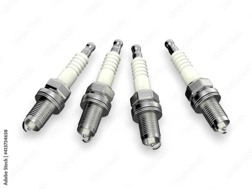 Car spark plugs set 3d rendering Car spark plugs set 3d rendering