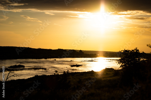 Sunset in the African savanna