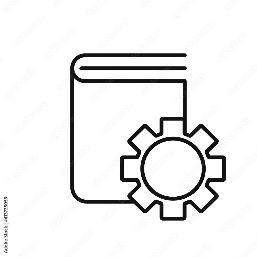 Book icon with Cogwheel. Vector Illustration