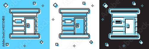 Set Sauna wooden bathhouse icon isolated on blue and white, black background. Heat spa relaxation therapy bath and hot steam healthcare, relax therapy. Vector.