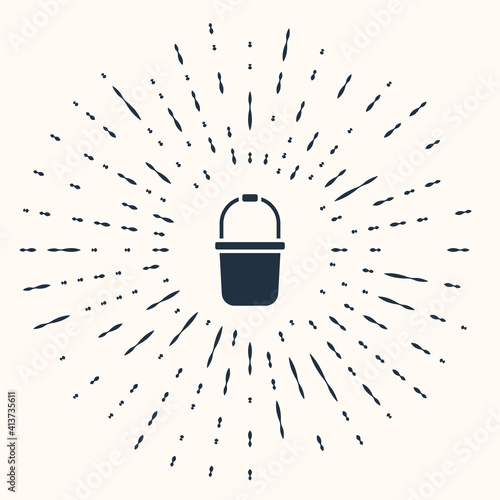Grey Sauna bucket icon isolated on beige background. Abstract circle random dots. Vector.