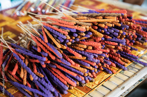 Close-Up of Incense Sticks Made at Tourist Stop on Bang Krachao Island photo