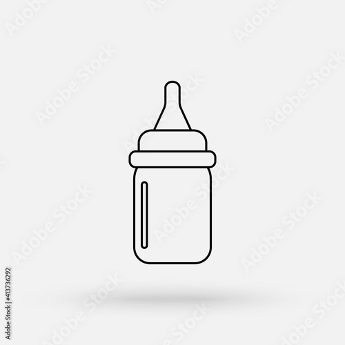 Baby Bottle Milk Minimalist Flat Color Line Stroke Icon Pictogram Symbol. Vector illustration.