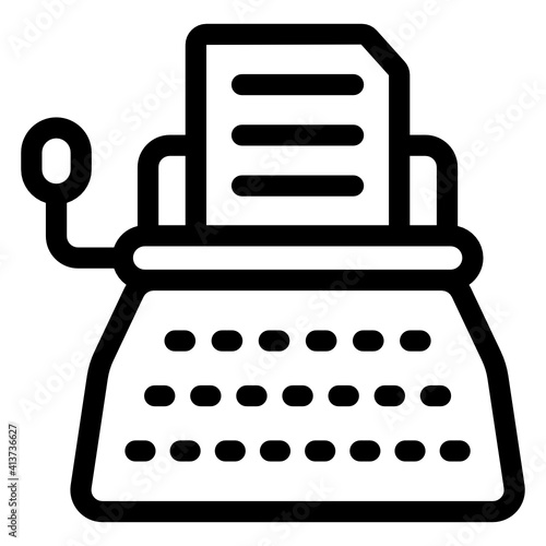 
Typewriter linear style icon, typing tool 
