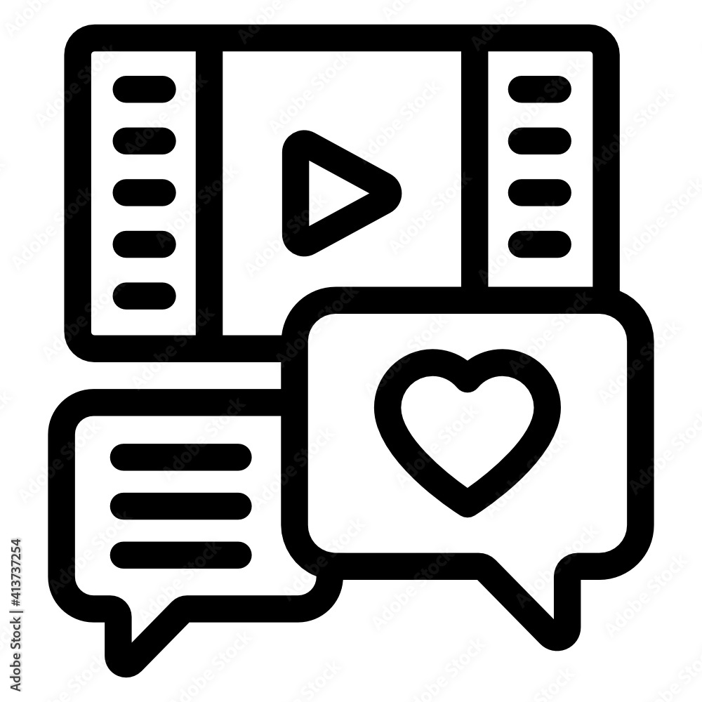 
Video comments in linear style icons, editable vector 
