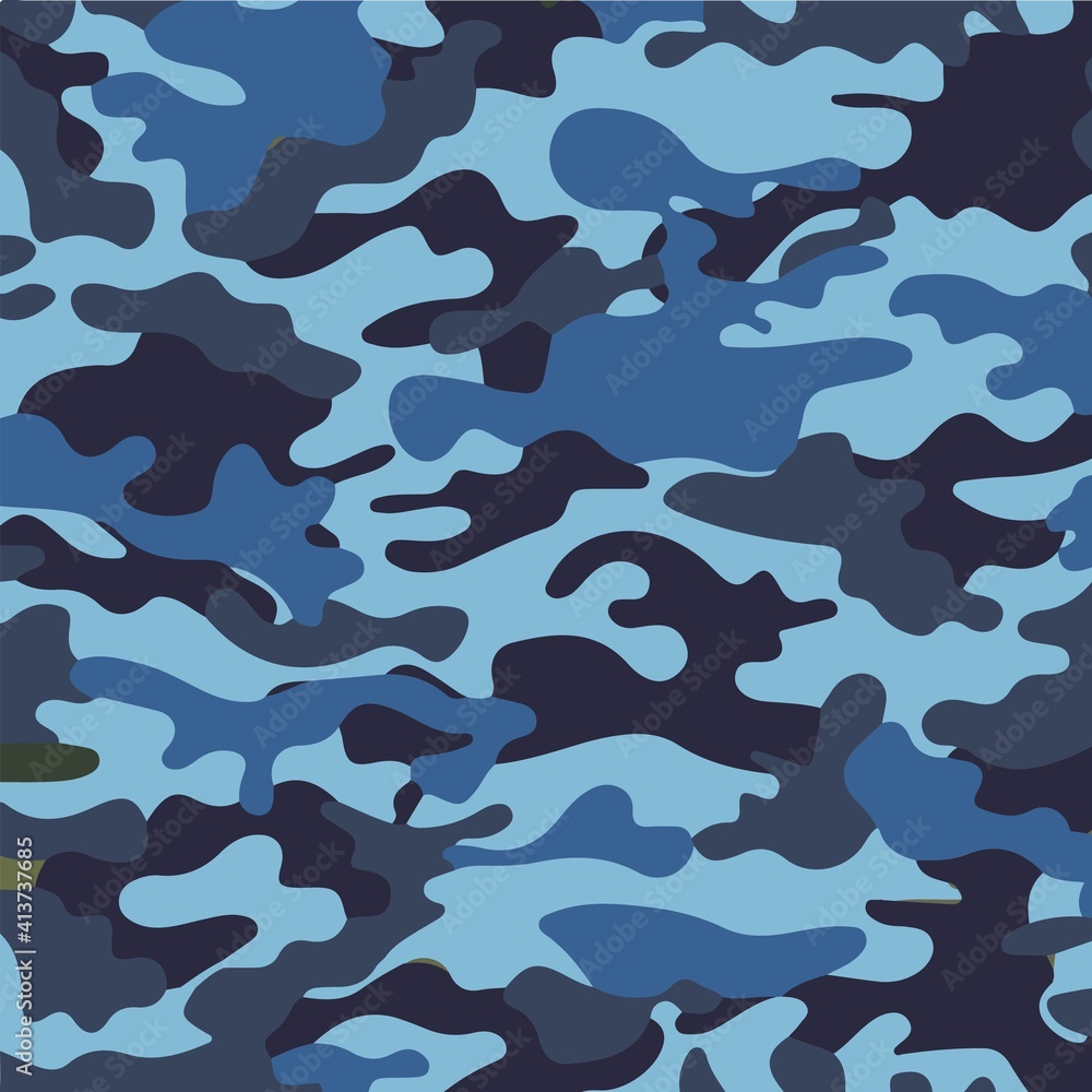 Camouflage seamless pattern background, Classic clothing style masking camo repeat print. illustration web design and clothes in blue and dark blue color Camouflage seamless pattern background, Classic clothing style masking camo repeat print. illustration web design and clothes in blue and dark blue color