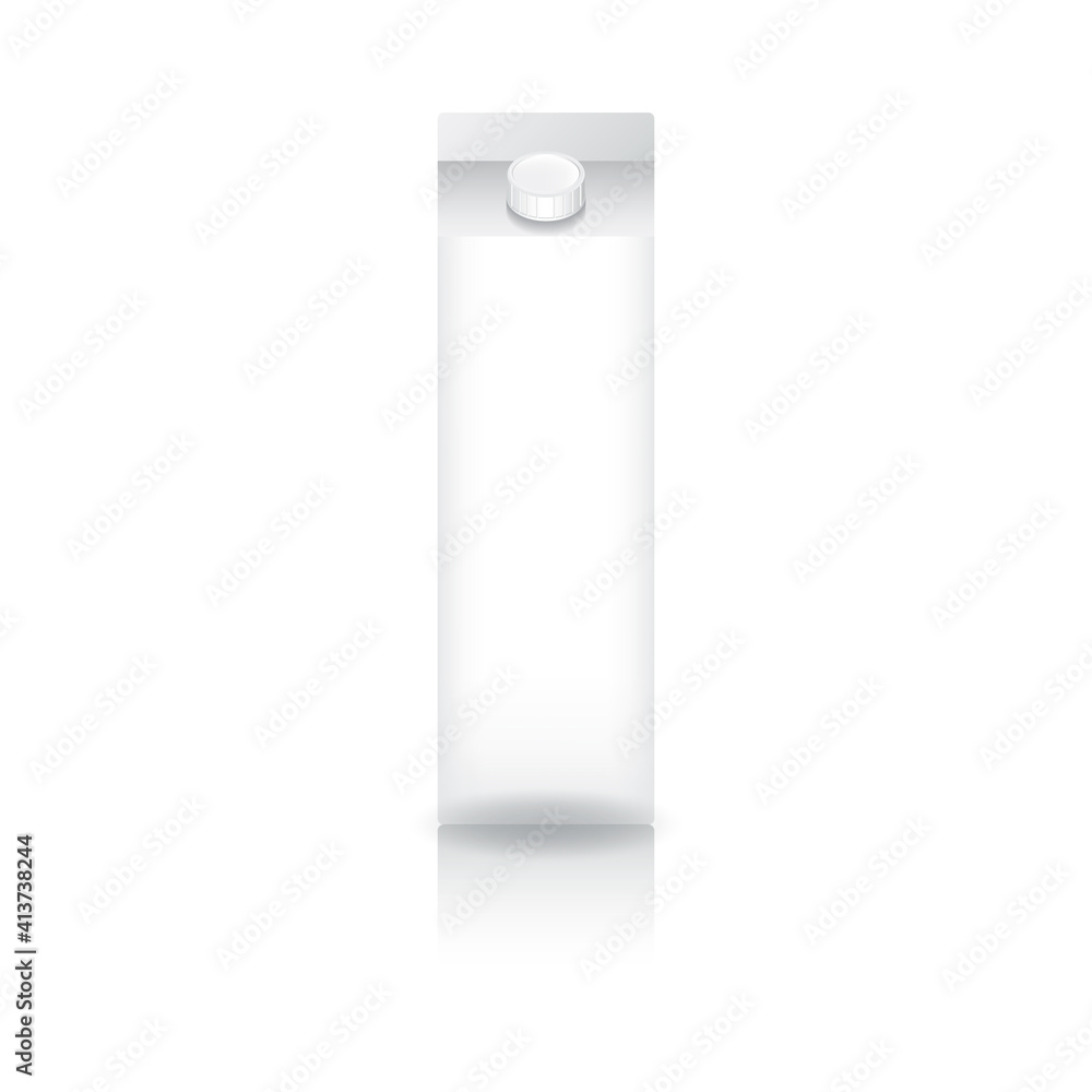 House shaped white carton box with screw lid for milk, juice, coffee, tea, coconut milk or dairy product mockup (front view). House shaped white carton box with screw lid for milk, juice, coffee, tea, coconut milk or dairy product mockup (front view).