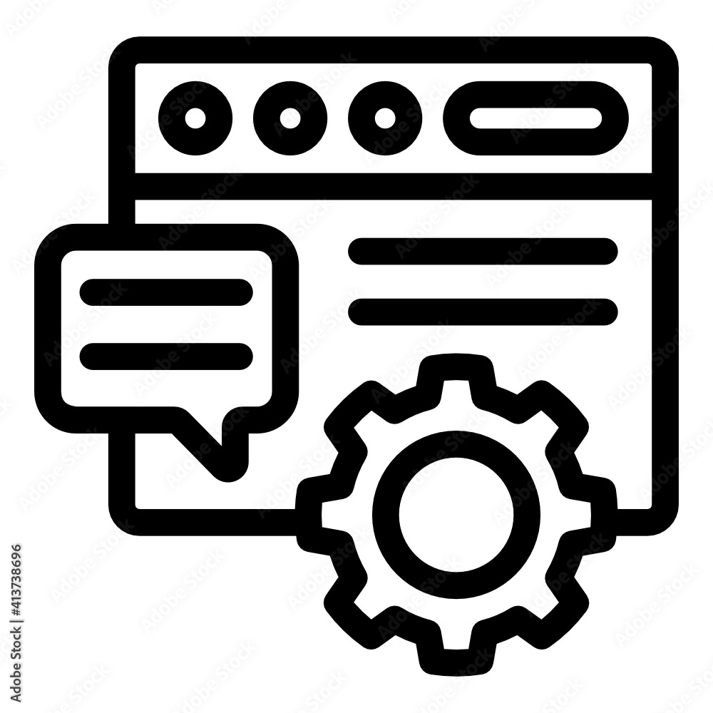 Bubble with cogwheel denoting linear icon of chat settings
Bubble with cogwheel denoting linear icon of chat settings