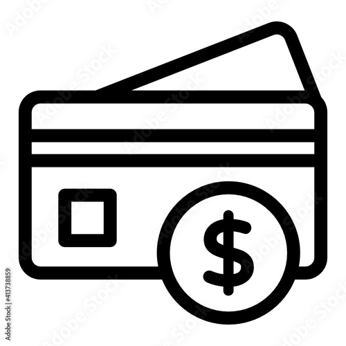 
Dollar denoting linear icon of debit card 
