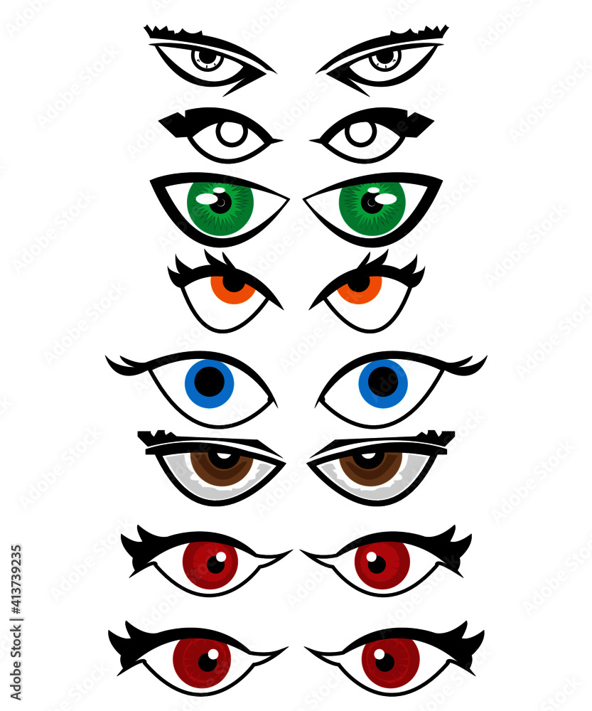 set of human eyes in cartoon style