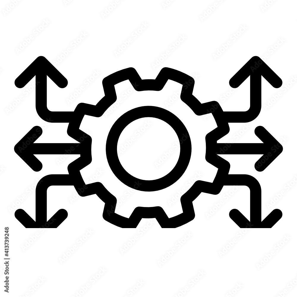 Gear with arrows denoting linear icon of setting integration
Gear with arrows denoting linear icon of setting integration